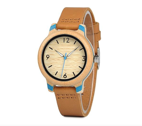 PERSONALISED Handcrafted Bamboo Quartz Watches with Leather strap