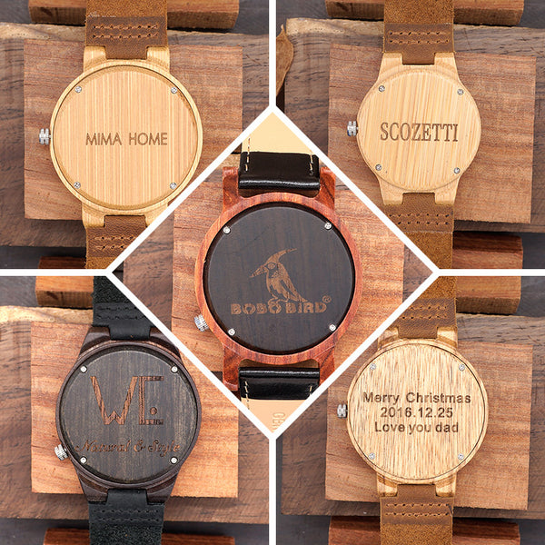 Personalised Bamboo Wooden Watch in Ebony