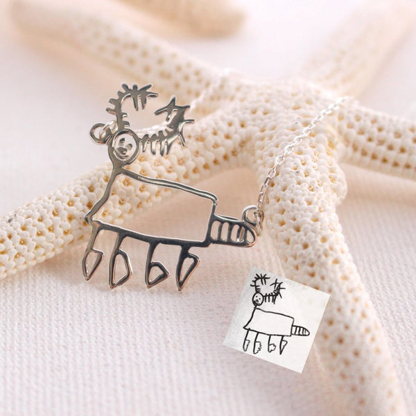 Custom Design Children's Drawing Necklace or Keychain