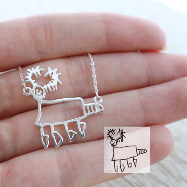 Custom Design Children's Drawing Necklace or Keychain