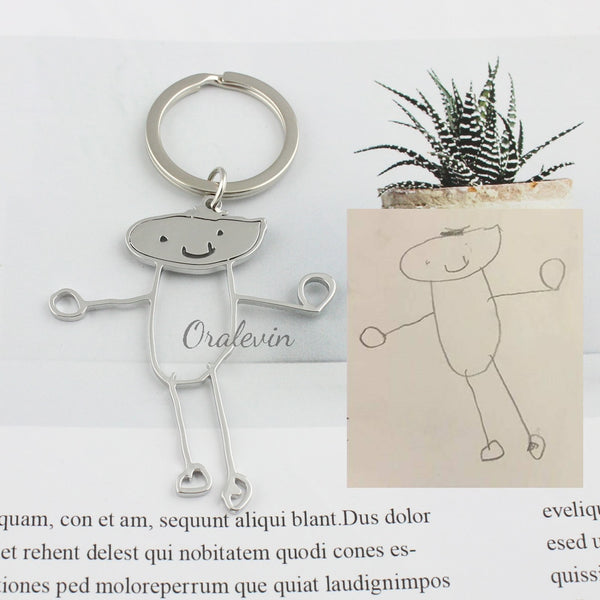 Custom Design Children's Drawing Necklace or Keychain