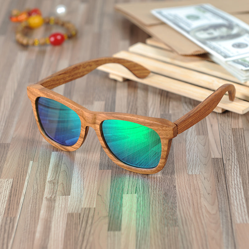 Retro Square Bamboo Wood Sunglasses