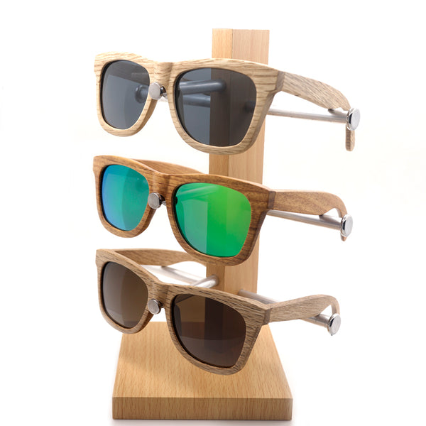 Retro Square Bamboo Wood Sunglasses