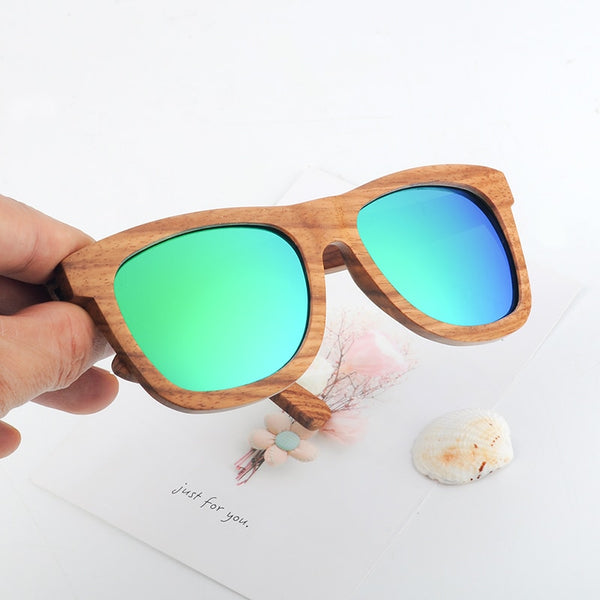 Retro Square Bamboo Wood Sunglasses