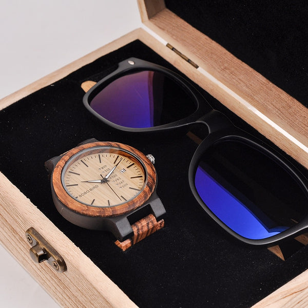 Woodiction Classic Custom Wood Watch and Wooden Sunglasses Gift set