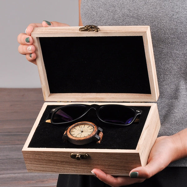 Woodiction Classic Custom Wood Watch and Wooden Sunglasses Gift set